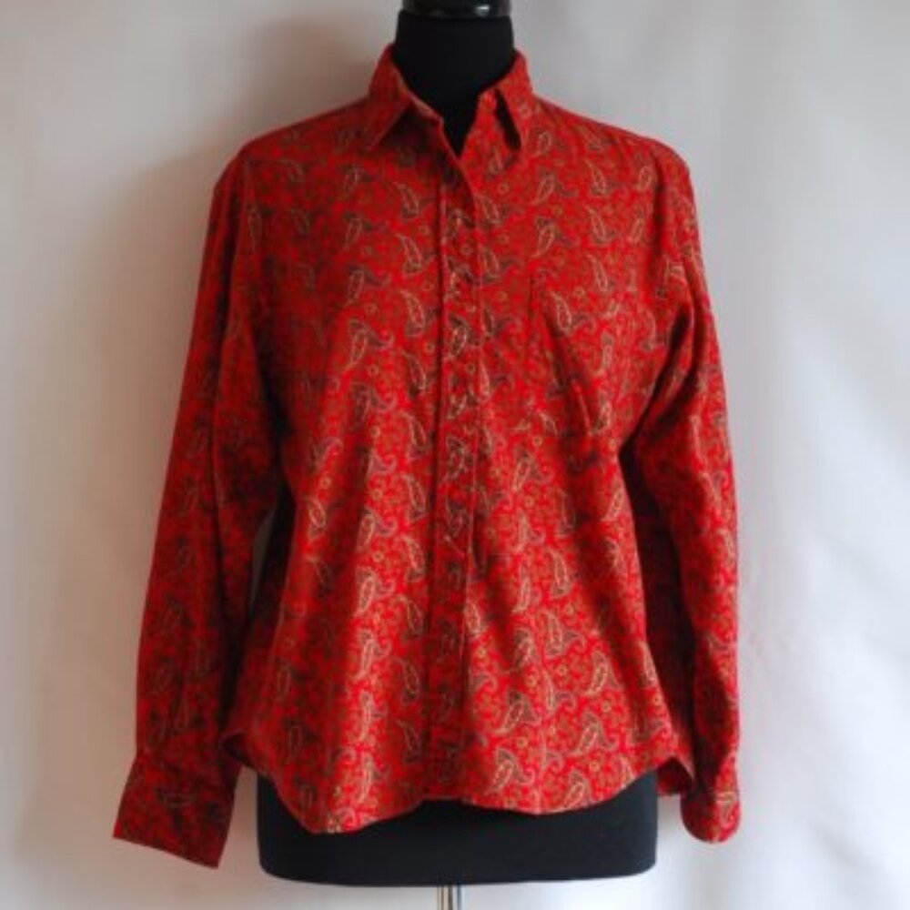 Anthony Saks 1960's Wool & Cotton Red Paisley Print Shirt - France